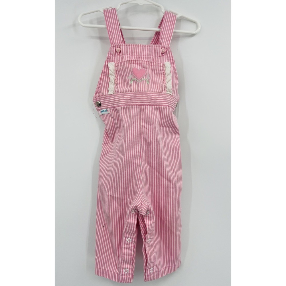Vintage Healthtex Pink Pinstripe Overalls Size 24 Months USA Made